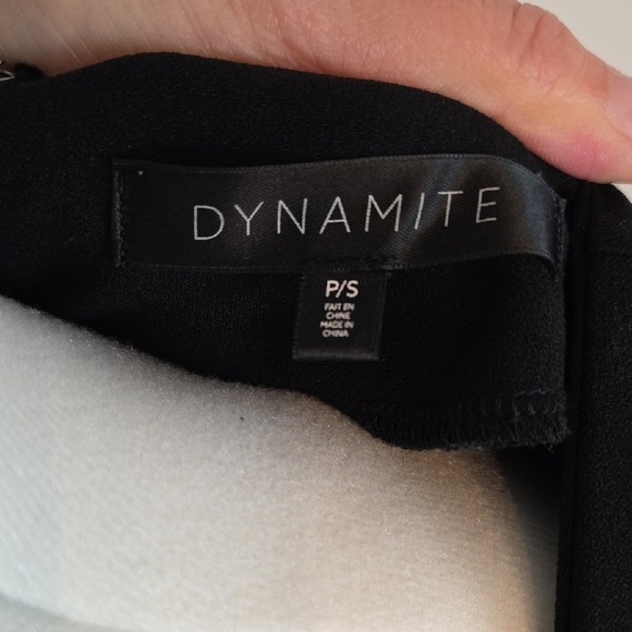 Dynamite Black Mini Dress Sheer Balloon Sleeves V-Neck Size P/S (Small) - Picture 3 of 9